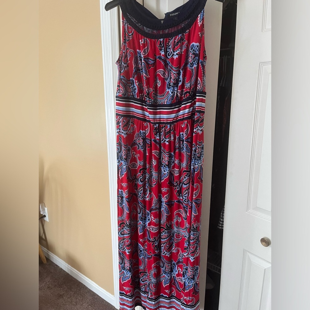 Red White Blue sundress. Pretty style sleeveless and button closure in back.